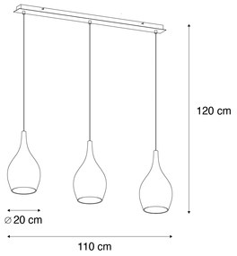 Moderne hanglamp chroom met smoke glas 3-lichts - Pilua Moderno
