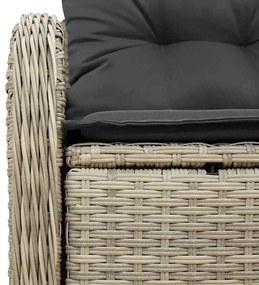 Sofá de Jardim 2 Lugares com Almofadas Cinza Claro em Rattan