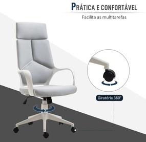 Cadeira de Escritório Giratória de Malha com Função de Inclinação Altura Ajustável e Encosto Alto 63x63x117-127 cm Cinza