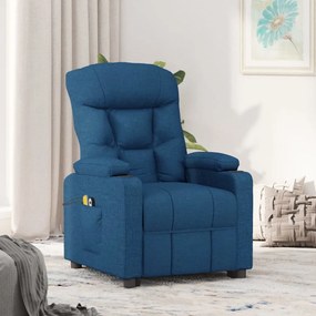 vidaXL Poltrona de massagens elétrica tecido azul