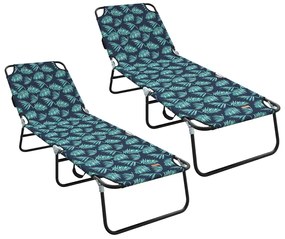 Espreguiçadeira dobrável 2 pcs Padrão de folhas Tecido Oxford 600D