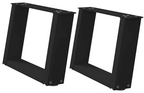 Pés para mesa de centro em formato de U, 2 peças, preto, 40x(30-31) cm