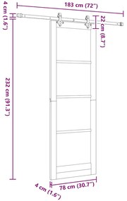 Porta Deslizante vidaXL com Conjunto de Acessórios Branca 78x232 cm Ma