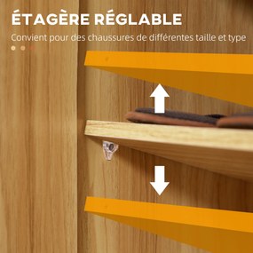 Sapateira para arrumação de sapatos para a entrada 83 C x 30 L x 90 A cm, com 4 compartimentos abertos e armário de duas portas castanho