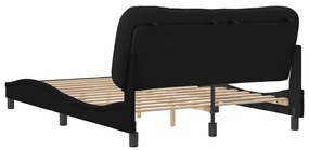 Estrutura de cama sem colchão 140x190 cm tecido preto