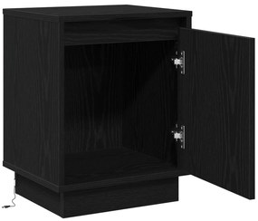 Cômodas de Cabeceira com Luzes LED 2 pcs Preto 39x34,5x50 cm