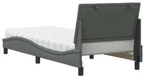 Cama com colchão 90x190 cm tecido cinzento-escuro