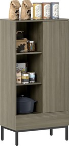 Aparador para Sala Moderno com Gaveta Prateleira Ajustável e 3 Compartimentos Abertos 60x34x121 cm Madeira