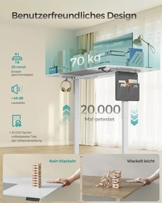 Secretária com altura ajustável eletricamente 180 x 80 x (72-120) cm branco nuvem-cinza