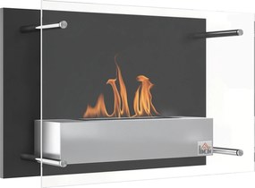Lareira de bioetanol de parede para encastrar com queimador de 0,9 L, cerca de 3 horas de autonomia, 60 x 22 x 40 cm, preta