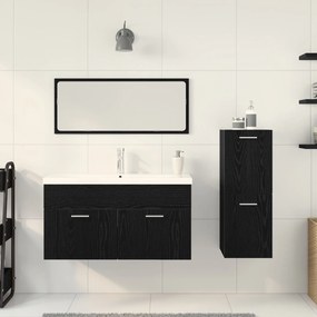 Conjunto de Móveis para Casa de Banho 4 Peças Carvalho Preto Madeira E