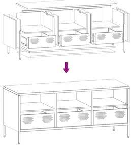 Móvel de TV 101,5x39x43,5 cm aço laminado a frio branco