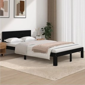 vidaXL Estrutura de cama 120x200 cm pinho maciço preto