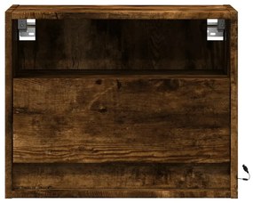 Mesa de cabeceira de parede com luzes LED carvalho fumado