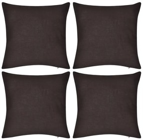 Capas de almofada algodão 4 pcs 50 x 50 cm castanho