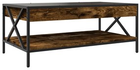 Mesa de centro luzes LED Infinity 90x50x38 cm carvalho fumado