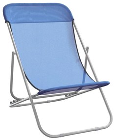 Cadeiras praia dobráveis 2pcs textilene/aço revestido a pó azul
