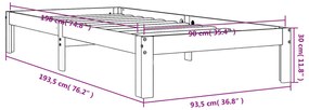Cama sem colchão 90x190 cm madeira de pinho maciça castanho-mel