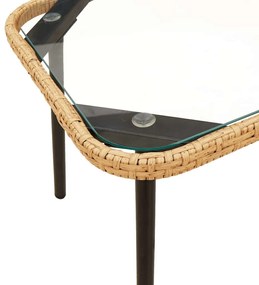 Conjunto de Sofá de Jardim 2 Peças com Almofadas em Rattan Natural