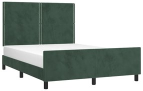 Estrutura de cama sem colchão 140x190 cm veludo verde-escuro