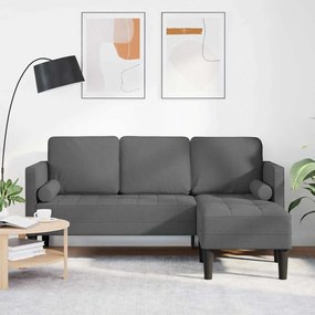 Sofá L de 3 Lugares vidaXL Cinza Escuro 160 cm Tecido