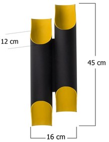 Candeeiro de Parede Efsun – Preto – 160 x 12 cm, Altura 45 cm