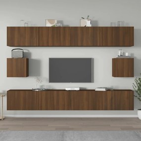 Conjunto móveis de TV 6pcs madeira processada carvalho castanho