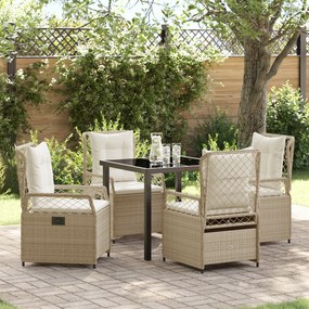 vidaXL Conjunto de Jantar de Jardim 5 Peças Bege Rattan Polimérico