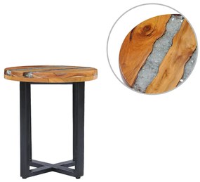 Mesa de centro 40x45 cm madeira de teca maciça e poliresina