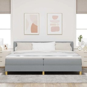 Cama Box com Colchão &amp; Luz LED Cinza Claro 200x200 cm Tecido