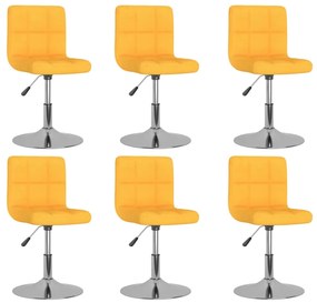 vidaXL Cadeiras de jantar giratórias 6 pcs tecido amarelo