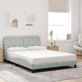 Estrutura de cama sem colchão 140x200 cm veludo cinzento-claro