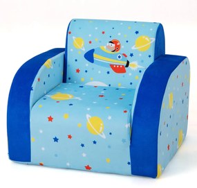 Poltrona infantil conversível 3 em 1 para crianças de 0 a 4 anos Sofá-cama com assento acolchoado de espuma Tecido de veludo 92 x 47,5 x 40 cm Azul