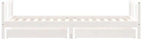 Estrutura cama infantil c/ gavetas 90x200cm pinho maciço branco