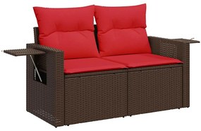 6 pcs conjunto sofás jardim com almofadões PE/acácia cinzento
