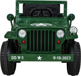 Jipe elétrico para Crianças Retro Military 12V 4x4, Rodas de EVA Verde