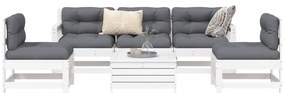 6 pcs conjunto sofás de jardim madeira de pinho maciça branco
