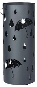 Suporte para guarda-chuva de metal SONGMICS, suporte para guarda-chuva com bandeja para água e ganchos, 19,5 x 49 cm (diâm. x A), redondo, cinza antracite fosco LUC23AG