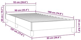 Estrutura de cama sem colchão 90x190 cm veludo azul-escuro