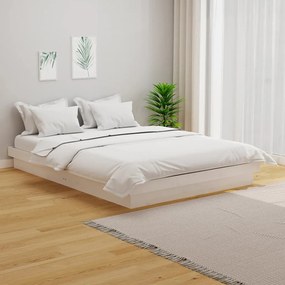819943 vidaXL Estrutura cama pequena casal UK 120x190 cm pinho maciço branco