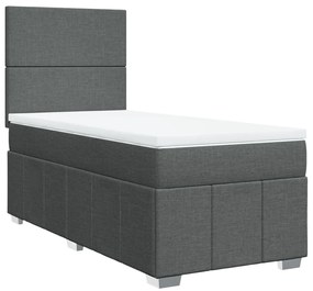 Cama com molas/colchão 90x200 cm tecido cinzento-escuro