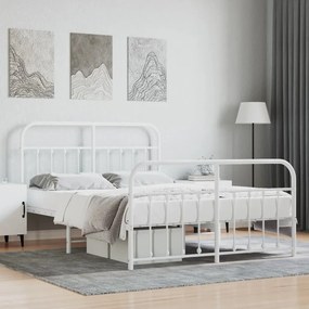vidaXL Estrutura de cama com cabeceira e pés 140x200 cm metal branco