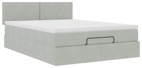 Estrutura de cama otomana com colchão 140x200 cm cinzento claro