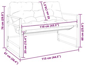 Banco de jardim com almofadão 113 cm aço antracite