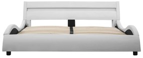 Estrutura de cama com LED 140x200 cm couro artificial branco
