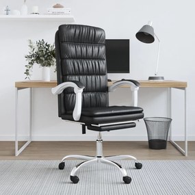 vidaXL Cadeira de escritório reclinável couro artificial preto