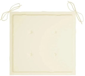 Cadeiras de jardim c/ almofadões creme 8 pcs teca maciça
