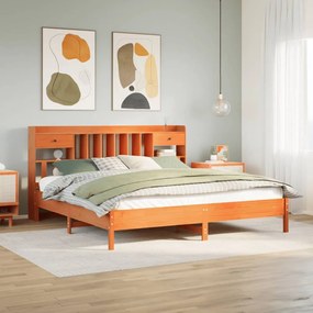 Cama com estante sem colchão 200x200 cm pinho maciço