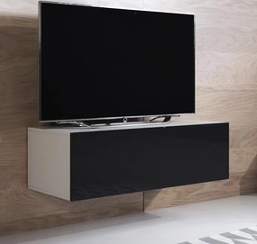 Móvel TV Vila Nova – 100x30 cm – Branco e Preto com Pés – Compacto e M