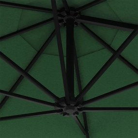 Guarda-sol para jardim de parede com luzes LED 300 cm verde